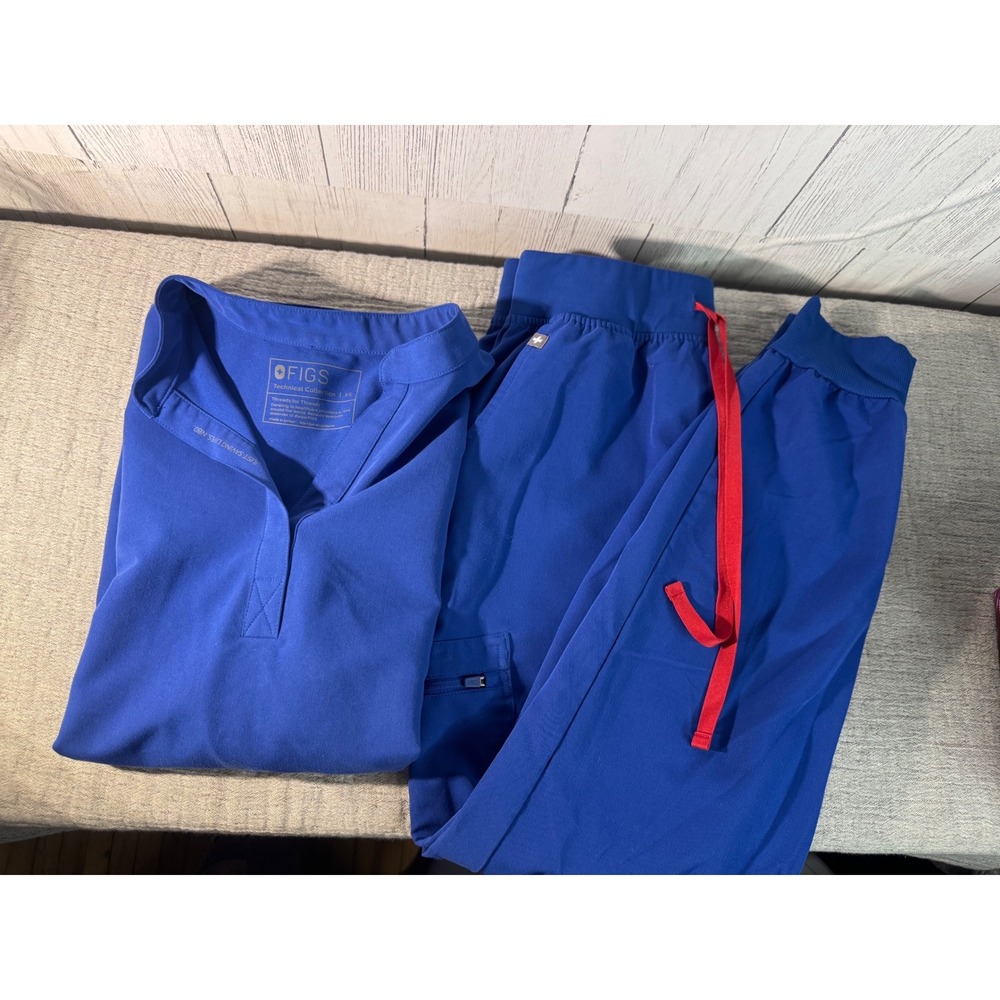 FIGS Scrub Set Royal Blue Rafaela Top XS Zamora Jogger Pants S